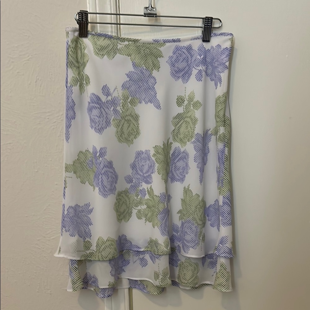Ann Taylor Floral Layered Midi Skirt